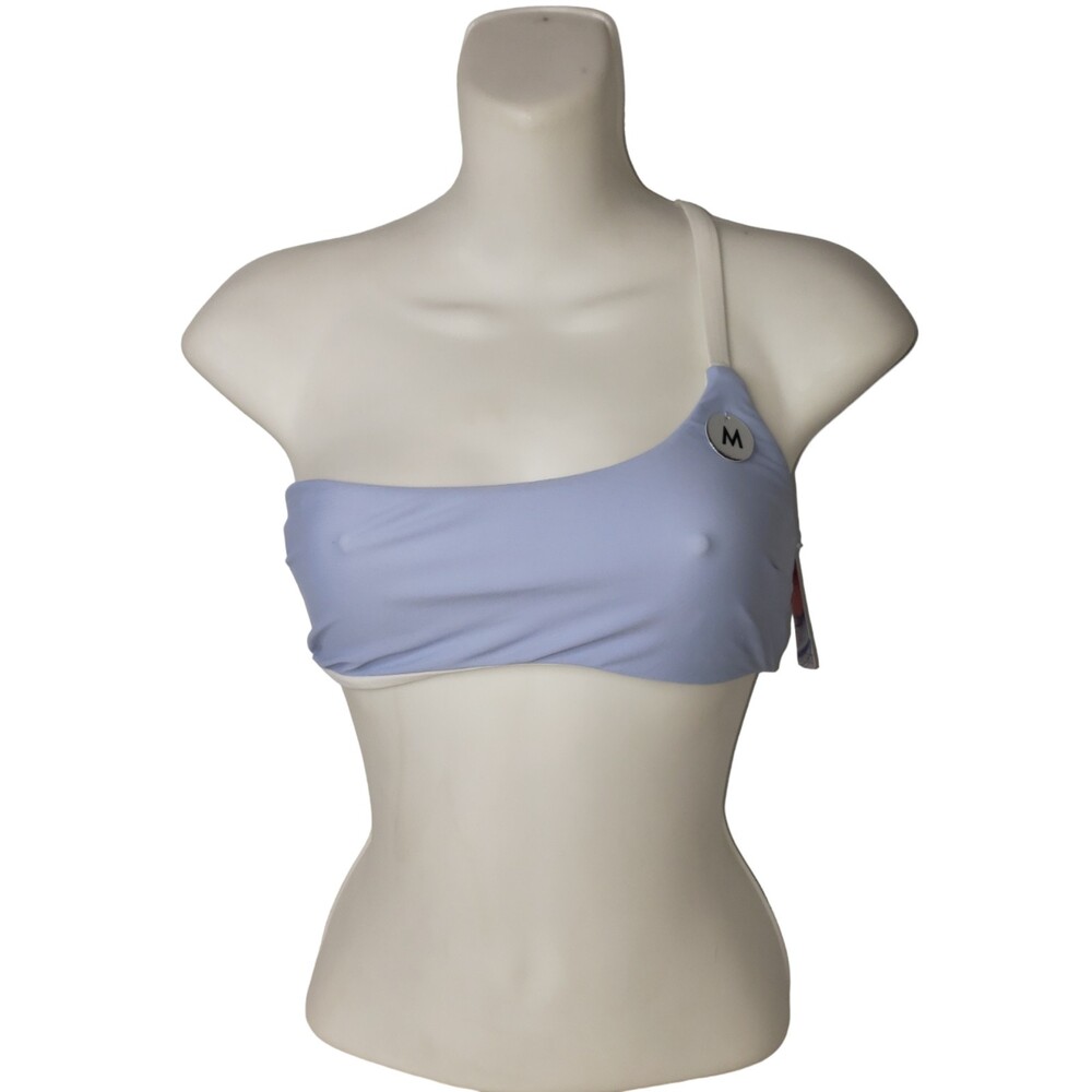 FOREVER 21 Reversible One Shoulder Swim Top Periwinkle Blue / White Size Medium